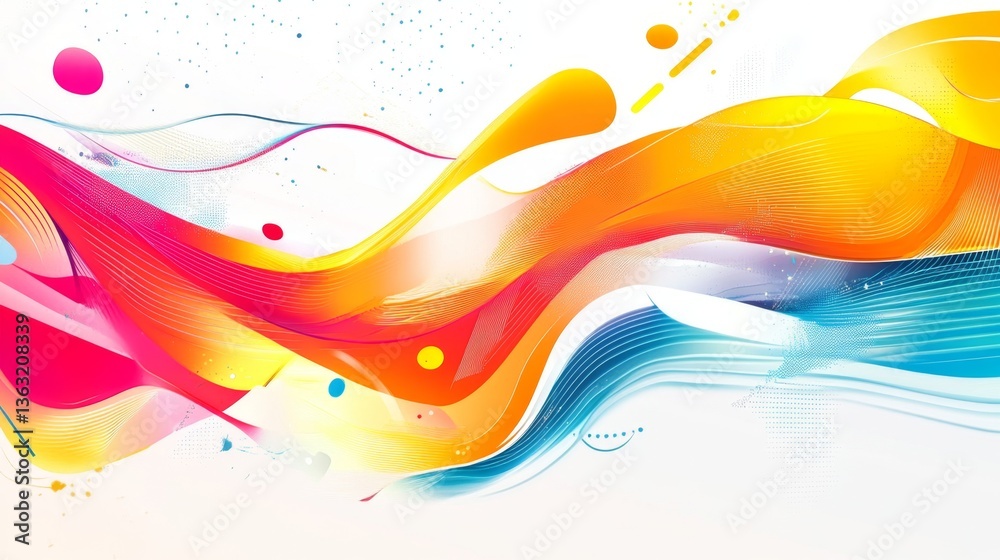Poster dynamic abstract waves digital art creation colorful design vibrant environment artistic viewpoint c