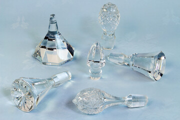Crystal carved stoppers from carafe