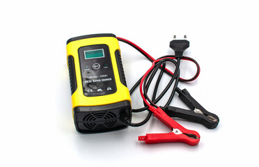 Battery charger with clamps and power cable