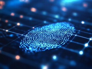 Futuristic digital fingerprint scan in blue light