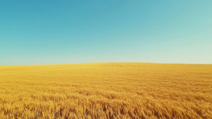 Obraz premium Golden wheat field landscape rural area nature photography sunny day wide-angle view tranquility and abundance