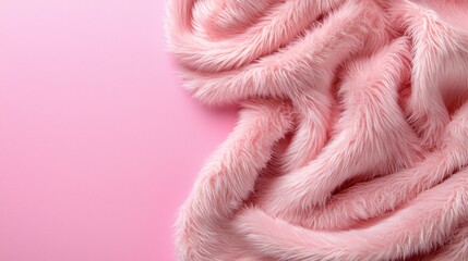 A pink fur blanket with a pink background