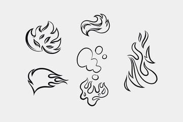 Outline Flame Set Hand Drawn Vector Image