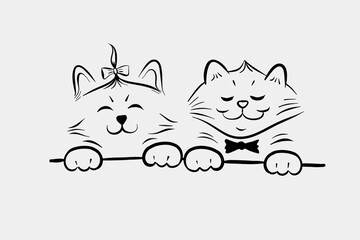 Cute pets. Freehand vector sketch. Image for any size ideal for advertising and posters, personal project or greeting cards, books, logos, etc.