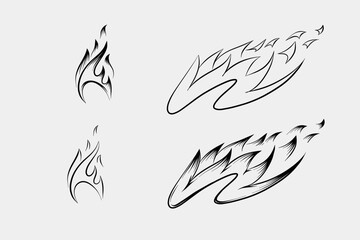 Outline Flame Set Hand Drawn Vector Image