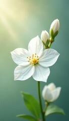 Isolated white flowers with soft focus and gentle hue, soft focus, light, blossoms