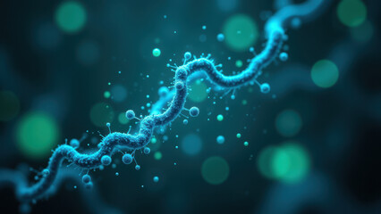 Obraz premium Magnesium glycinate molecule with blue bioluminescent effect on a dark background.