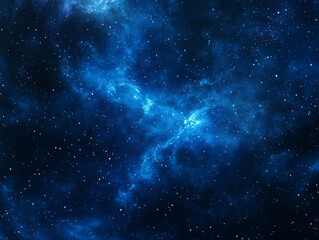 Obraz premium Cosmic nebula swirls through deep space in vibrant shades of blue and indigo