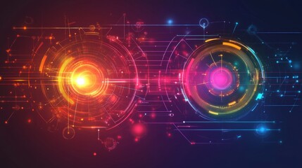 Fototapeta premium Dynamic digital circuits animation virtual space graphic design futuristic environment abstract viewpoint technology concept