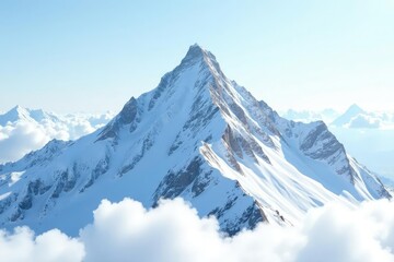 Obraz premium Snow-covered mountain peak against pristine white, landscape, ice, texture