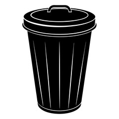 dustbin black silhouette vector, Simple silhouette Design vector icon with white background.