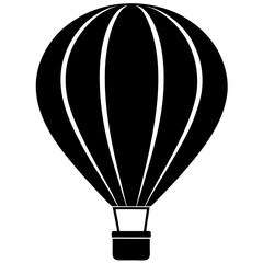 Obraz premium hot air balloon black silhouette vector, Simple silhouette Design vector icon with white background.
