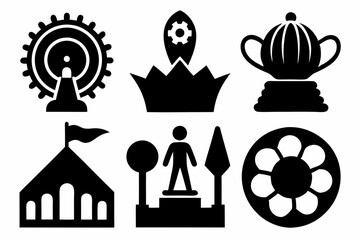 Christian icon set silhouette black vector