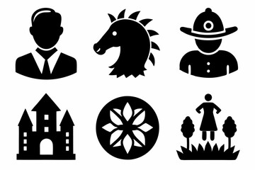 Christian icon set silhouette black vector