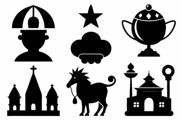 Christian icon set silhouette black vector