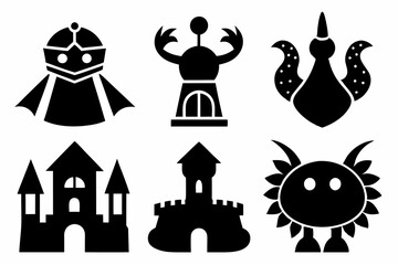 Christian icon set silhouette black vector