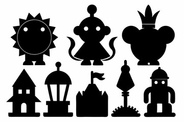 Christian icon set silhouette black vector