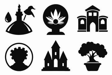 Christian icon set silhouette black vector bundle