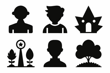 Christian icon set silhouette black vector