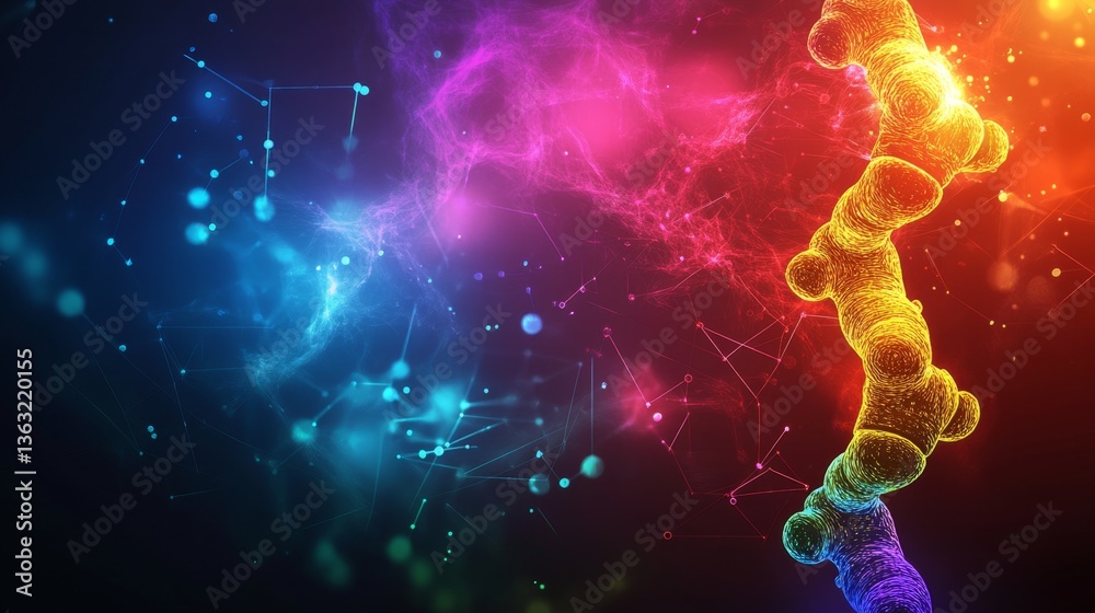 Poster dynamic molecular structure visualization scientific research lab digital artwork abstract environme
