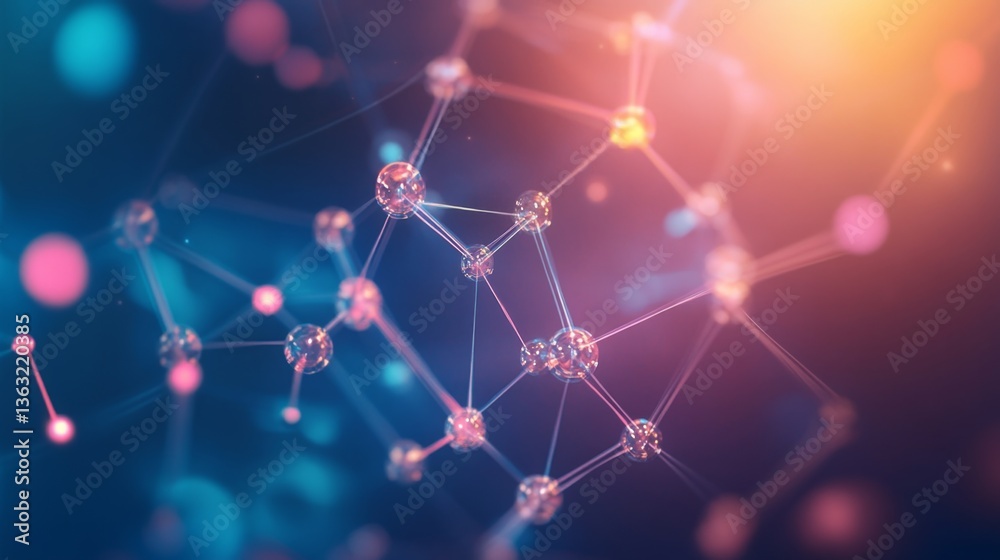 Poster dynamic molecular structure visualization science lab digital artwork abstract environment close-up 
