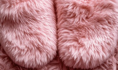 Fototapeta premium A pair of pink fuzzy slippers with a lot of hair on them