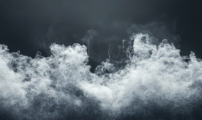 A large wave of steam is rising from the ocean