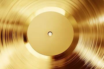 Gold vinyl record on gold background