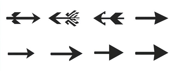 Various black arrow illustrations pointing in different directions on white background