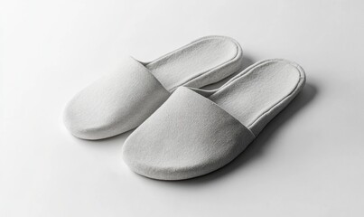 Two white slippers with a pattern on them