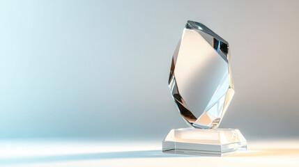 Sparkling Crystal Trophy on a Light Blue Gradient Background