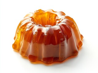 Shiny Brown Gelatin Dessert on White Background Ready to Eat