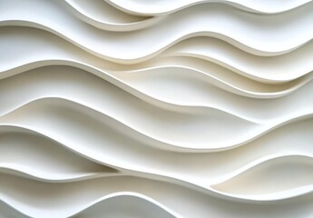 Obraz premium Soft wave texture, light color palette, smooth curves, abstract background, 3D effect, continuous pattern, elegant design.