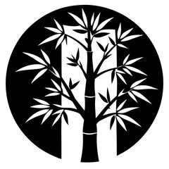 Bamboo tree icon silhouette black vector