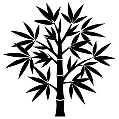 Bamboo tree icon silhouette black vector