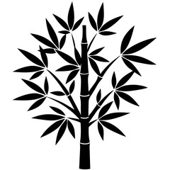 Bamboo tree icon silhouette black vector