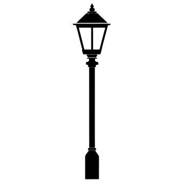 recommend clip art: lamp post black silhouette vector, Simple silhouette Design vector icon with white background.