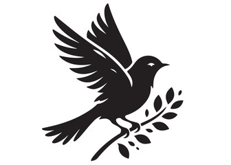silhouette of a bird logo vector design, flying bird logo icon silhouette, feather with bird logo design black animal, silhouette of a black flying bird on white background
