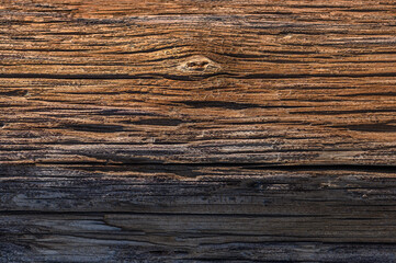 Fototapeta premium Weathered wooden surface showcasing rich textures and earthy tones in natural light