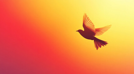 Naklejka premium Bird Silhouette Against a Radiant Gradient