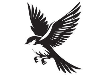 silhouette of a bird logo vector design, flying bird logo icon silhouette, feather with bird logo design black animal, silhouette of a black flying bird on white background