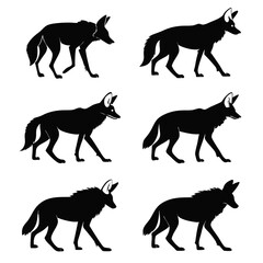 Manedwolf icon set black silhouette vector bundle