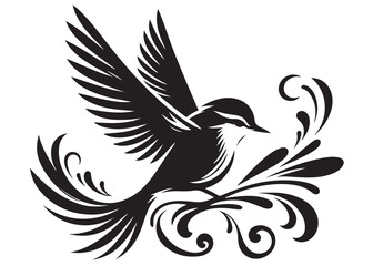 silhouette of a bird logo vector design, flying bird logo icon silhouette, feather with bird logo design black animal, silhouette of a black flying bird on white background