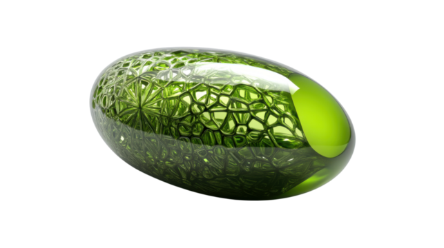 Green Oval Capsule on White Background, Representing Medicine, Healthcare, and Pharmaceutical Industry