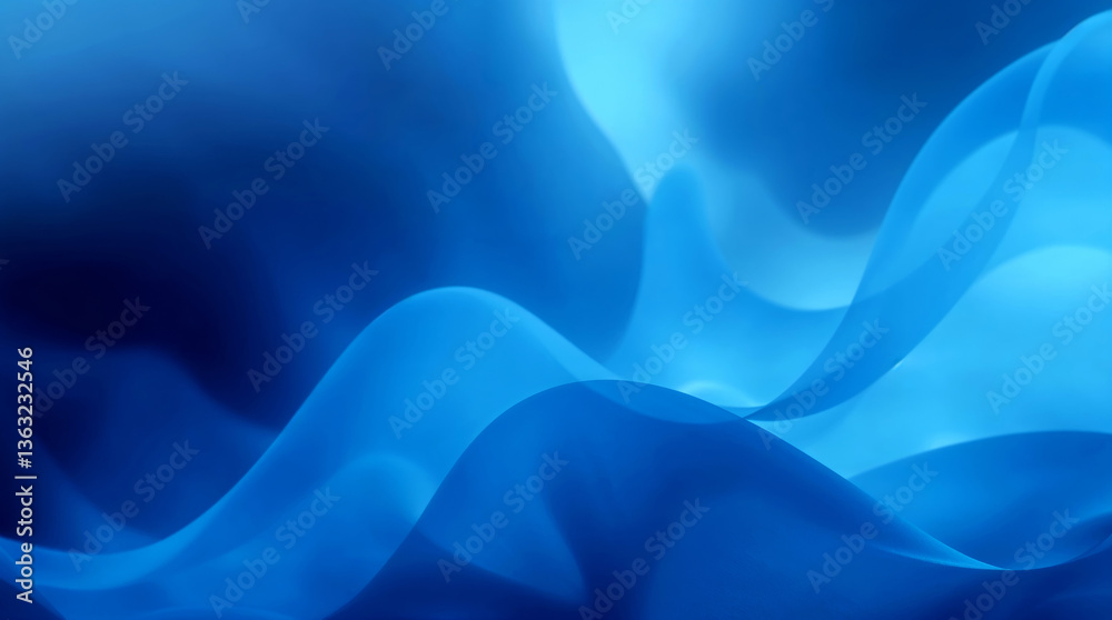 Wall mural abstract blue wavy background creating smooth shapes with light effects