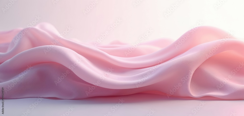 Aufkleber Abstract pink wave background with soft silk fabric. Gentle curves, flowing lines create calming mood. Perfect for romantic projects, design, texture background.
