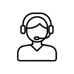 Virtual assistant icon in simple line art style  
