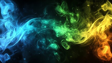 Obraz premium Colorful Smoke Swirls on Black.