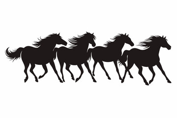 Fototapeta premium Galloping horse vector silhouette, isolated black equestrian design for farm and sports themes
