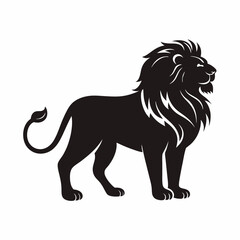 Lion vector silhouette isolated, black big cat design for wildlife and nature themes
